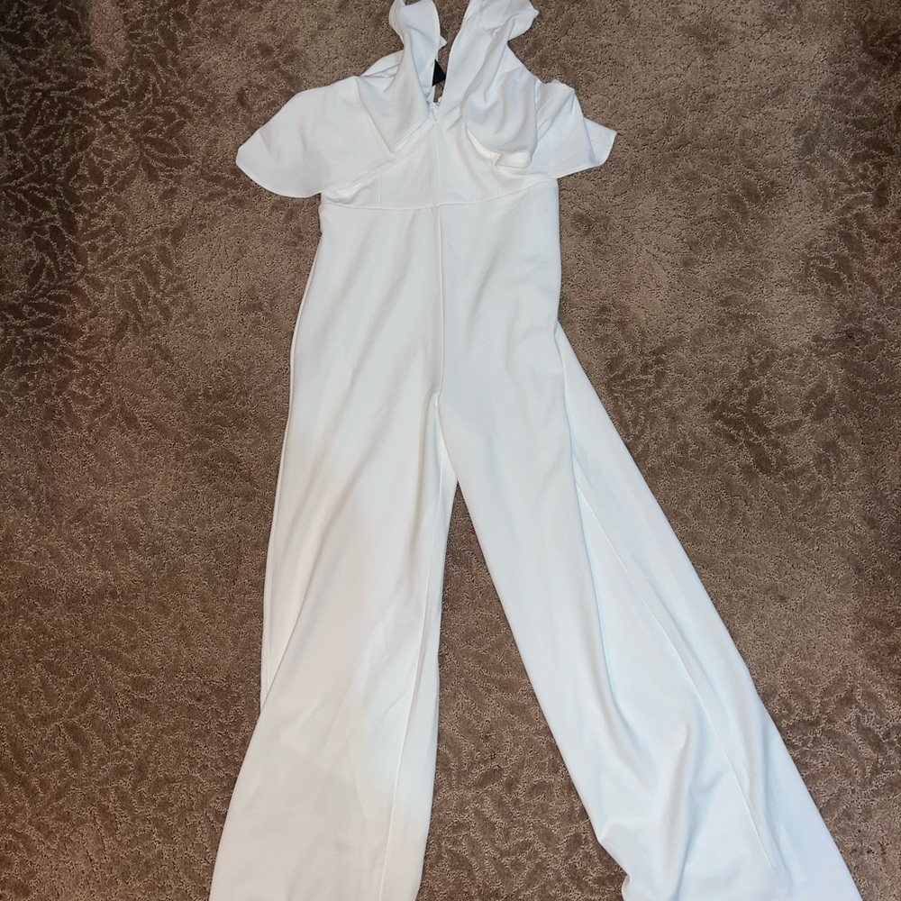 Lulu's White Wide-Leg Jumpsuit with Collar